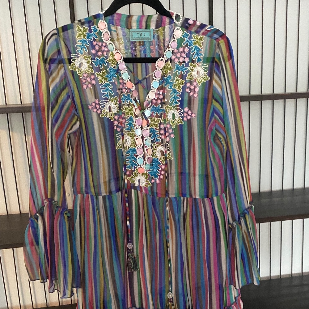 TAJ by Sabrina Crippa embellished silk top